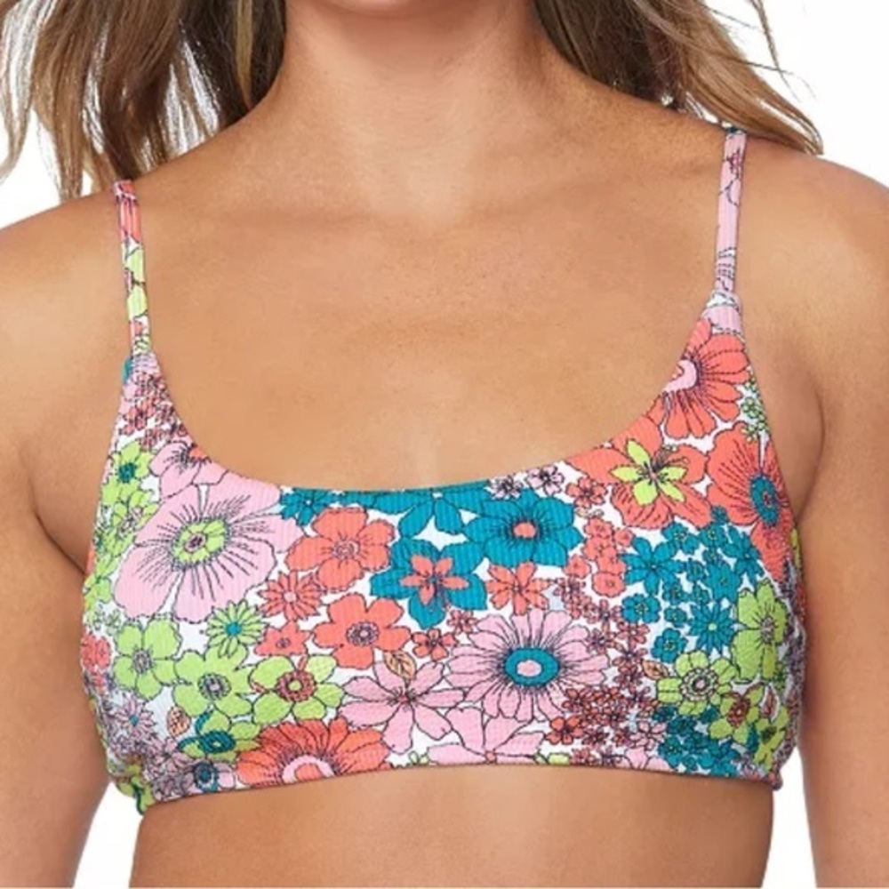 Raisins Juniors' Summer Floral-Print Bikini Top Size M NWT